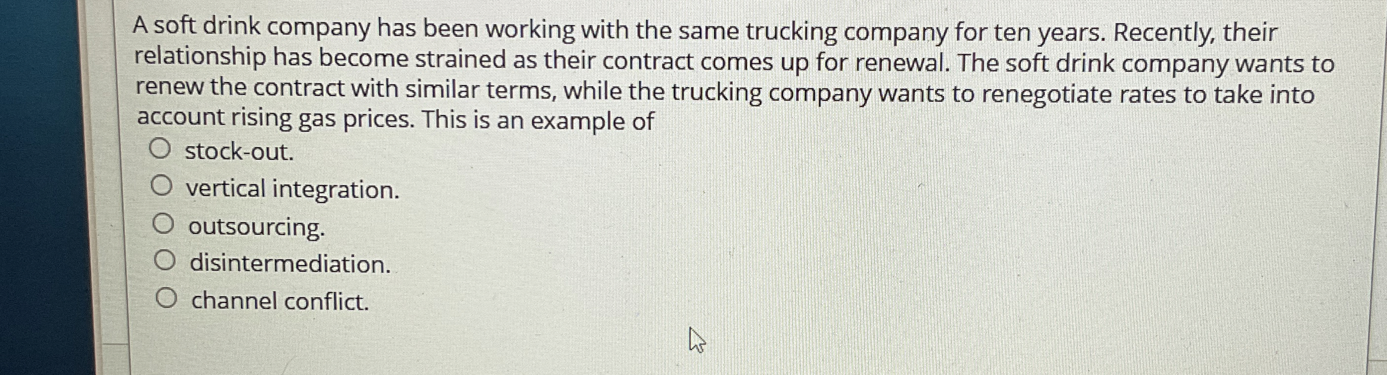  A soft drink company has been working with the same trucking