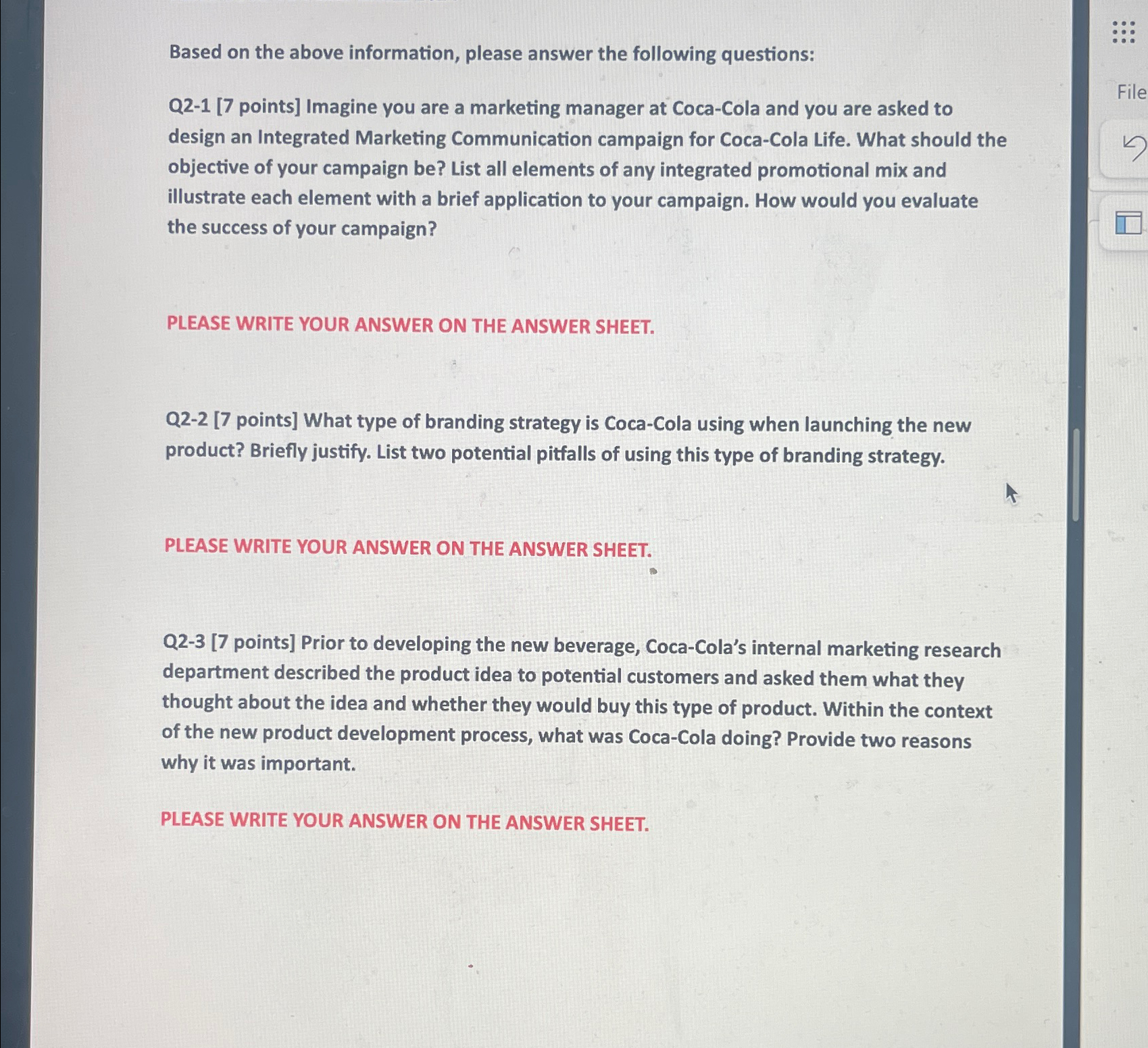  Based on the above information, please answer the following questions: Q2-1[7