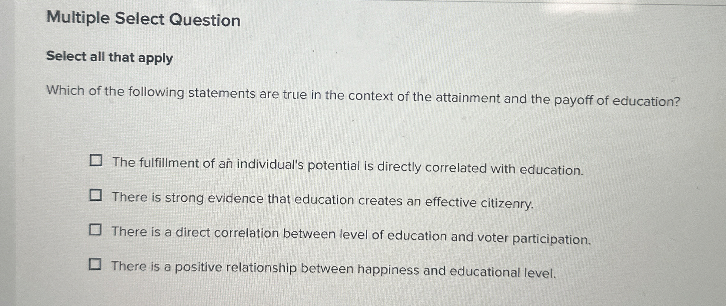 Multiple Select Question Select all that apply Which of the following