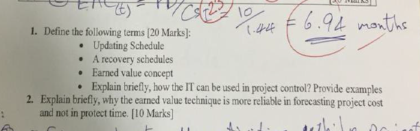  1. Define the following terms [20 Marks]: - Updating Schedule -