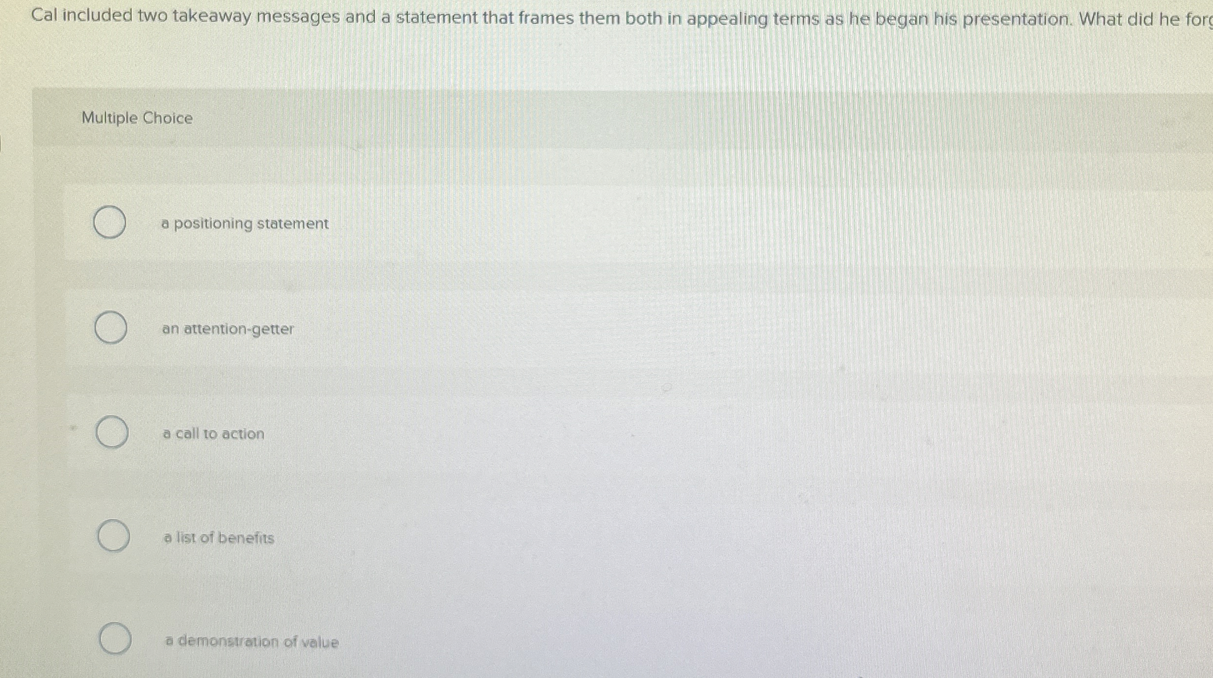  Cal included two takeaway messages and a statement that frames them