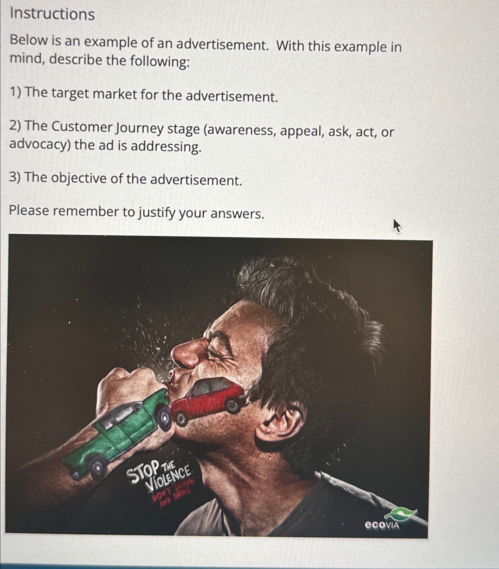  Instructions Below is an example of an advertisement. With this example