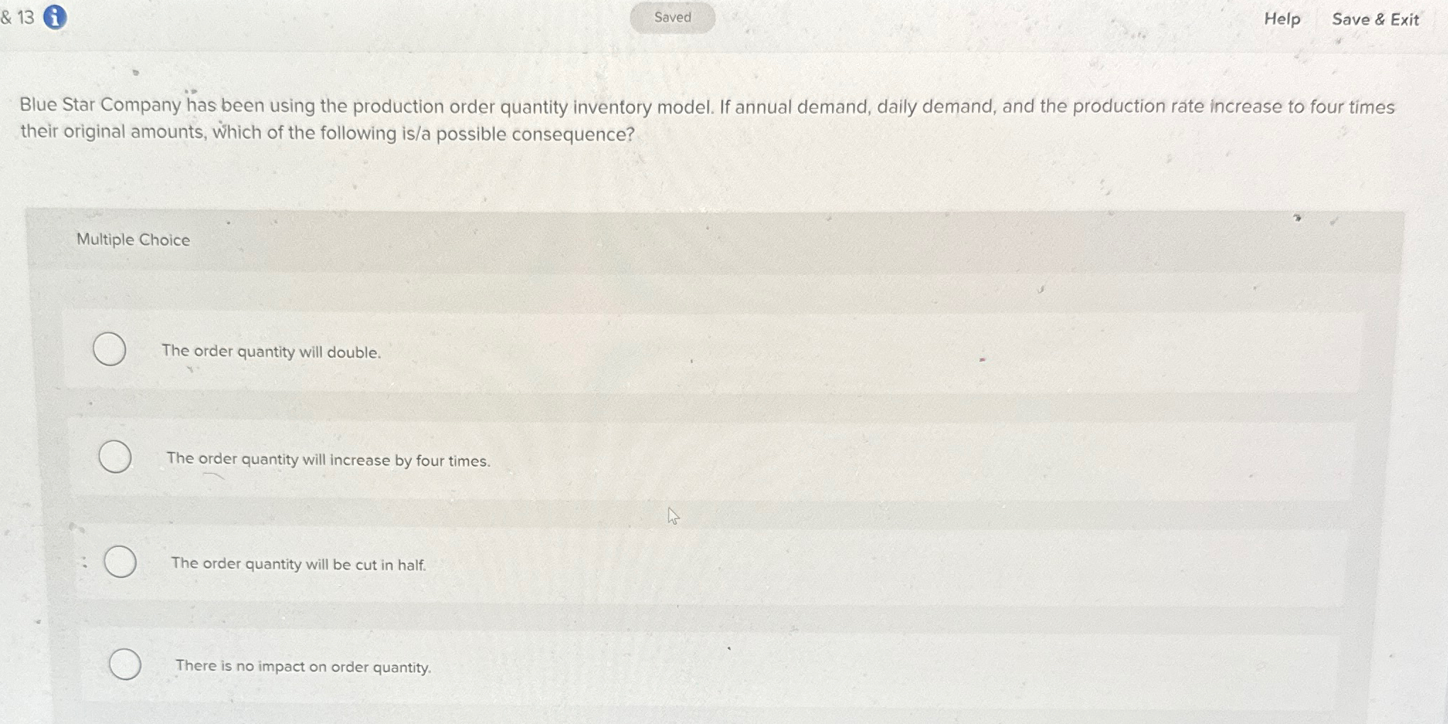  &13 Help Save & Exit Blue Star Company has been using