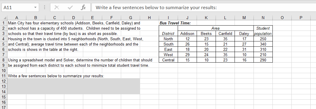 A11 X V fx Write a few sentences below to summarize