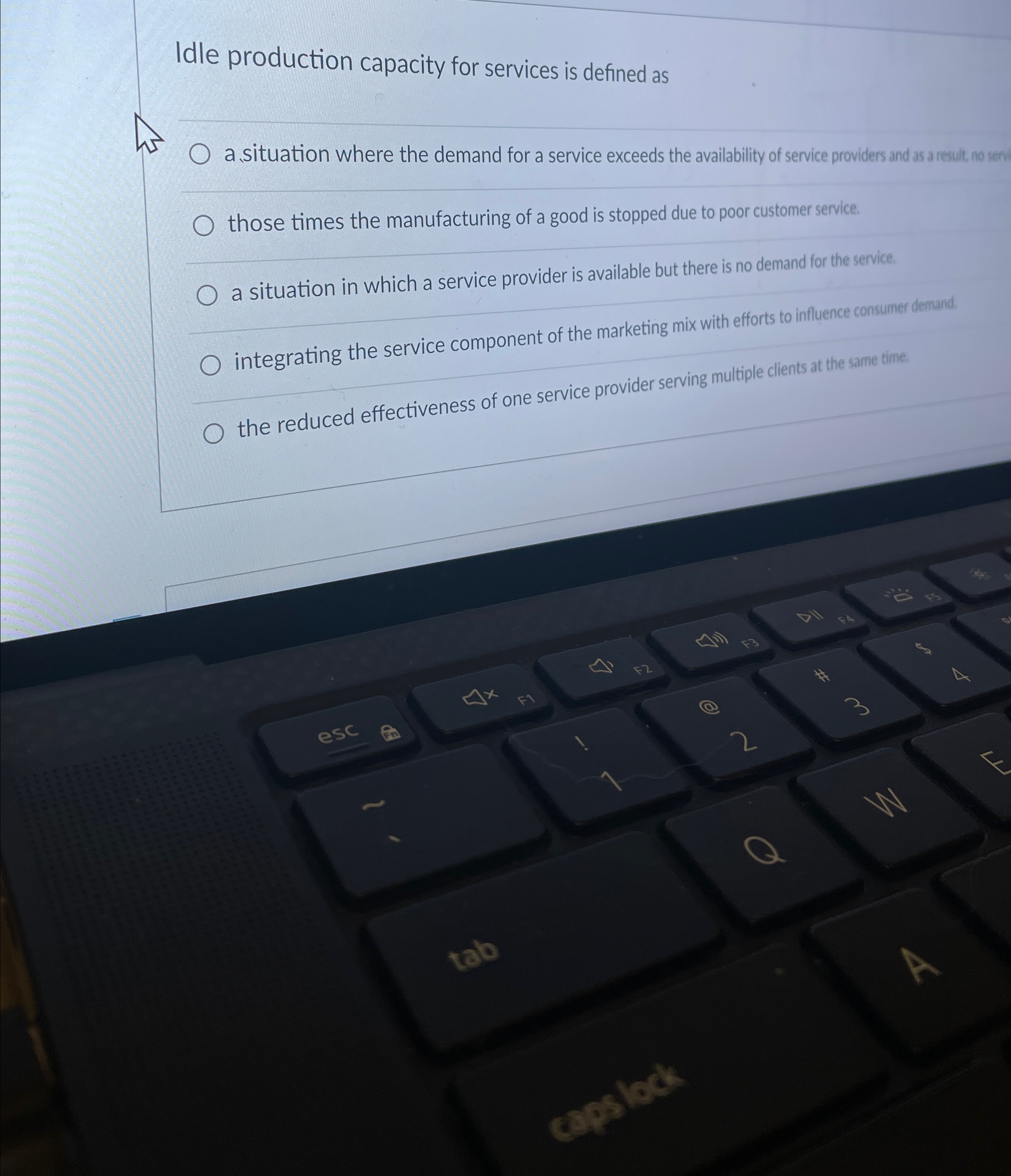  Idle production capacity for services is defined as a situation where