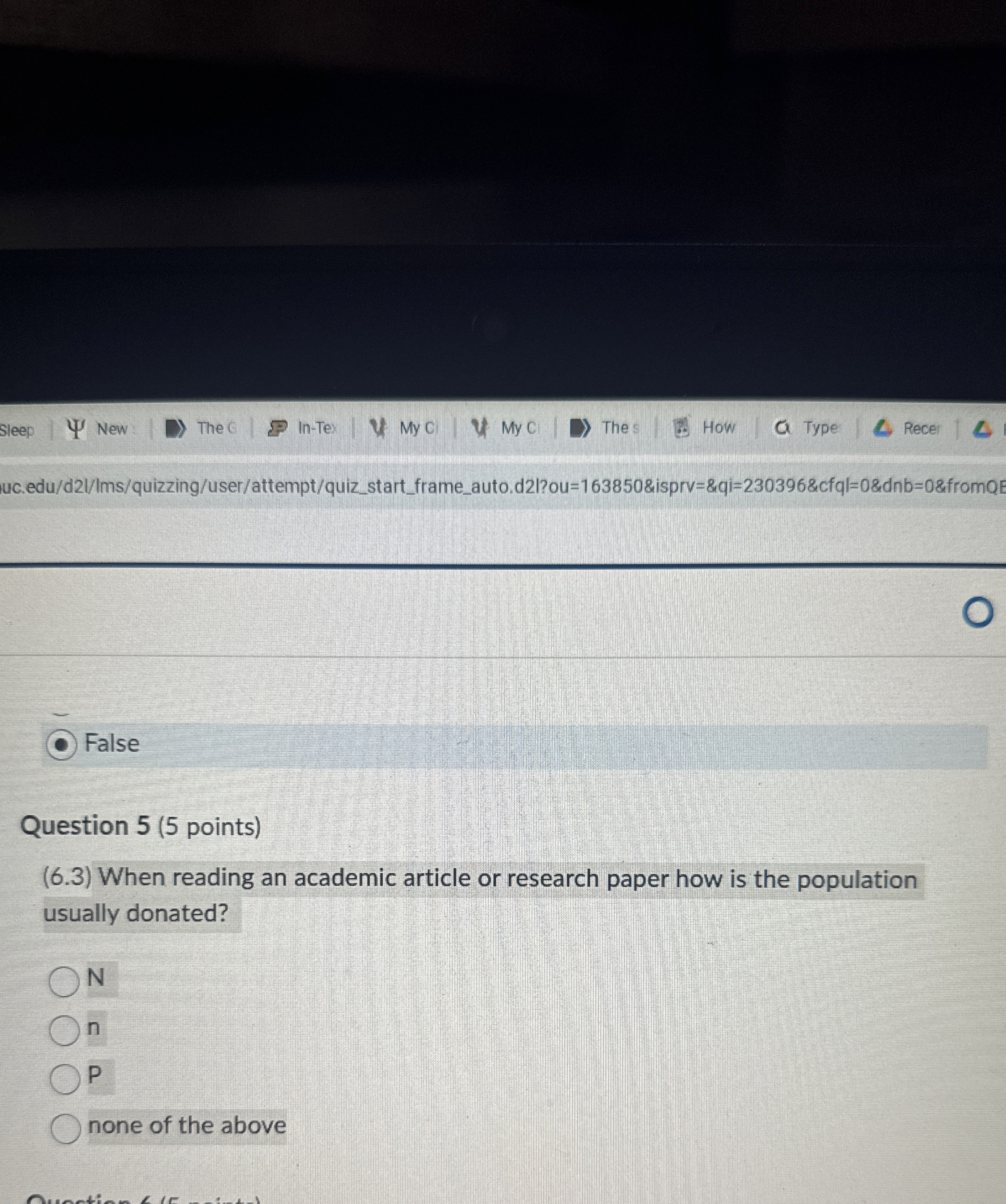  Question 5(5 points) (6.3) When reading an academic article or research