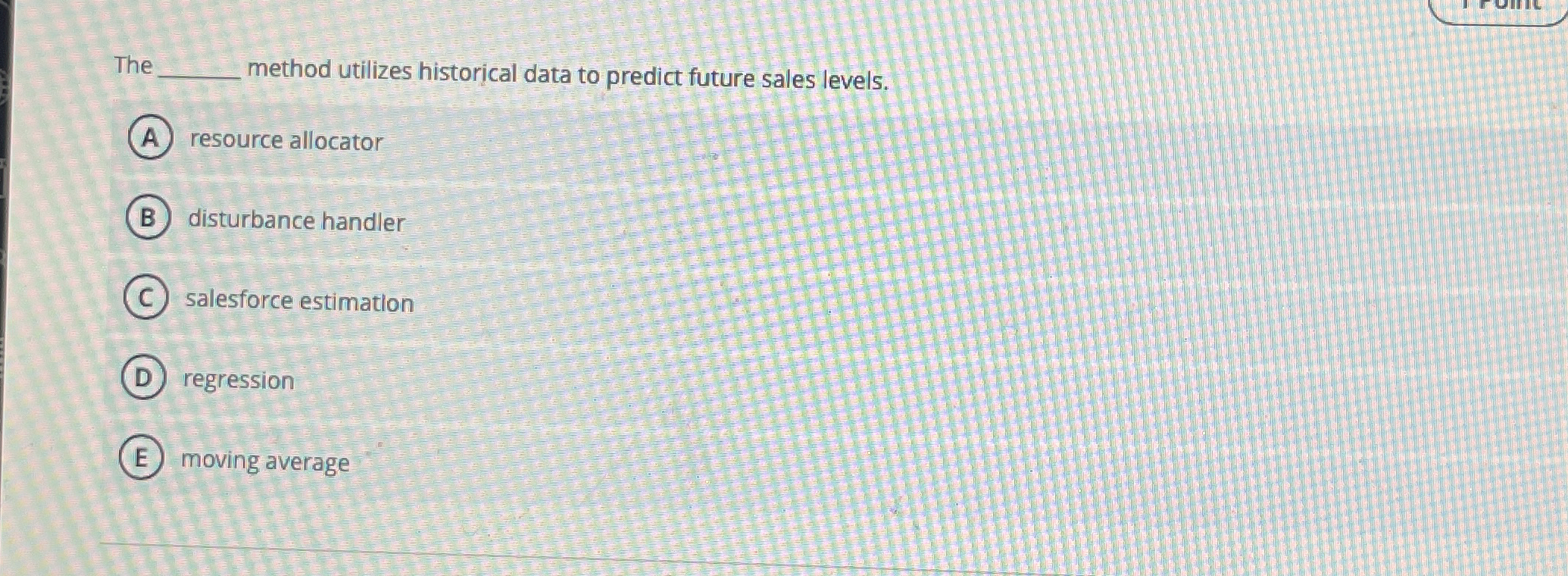  The method utilizes historical data to predict future sales levels. resource