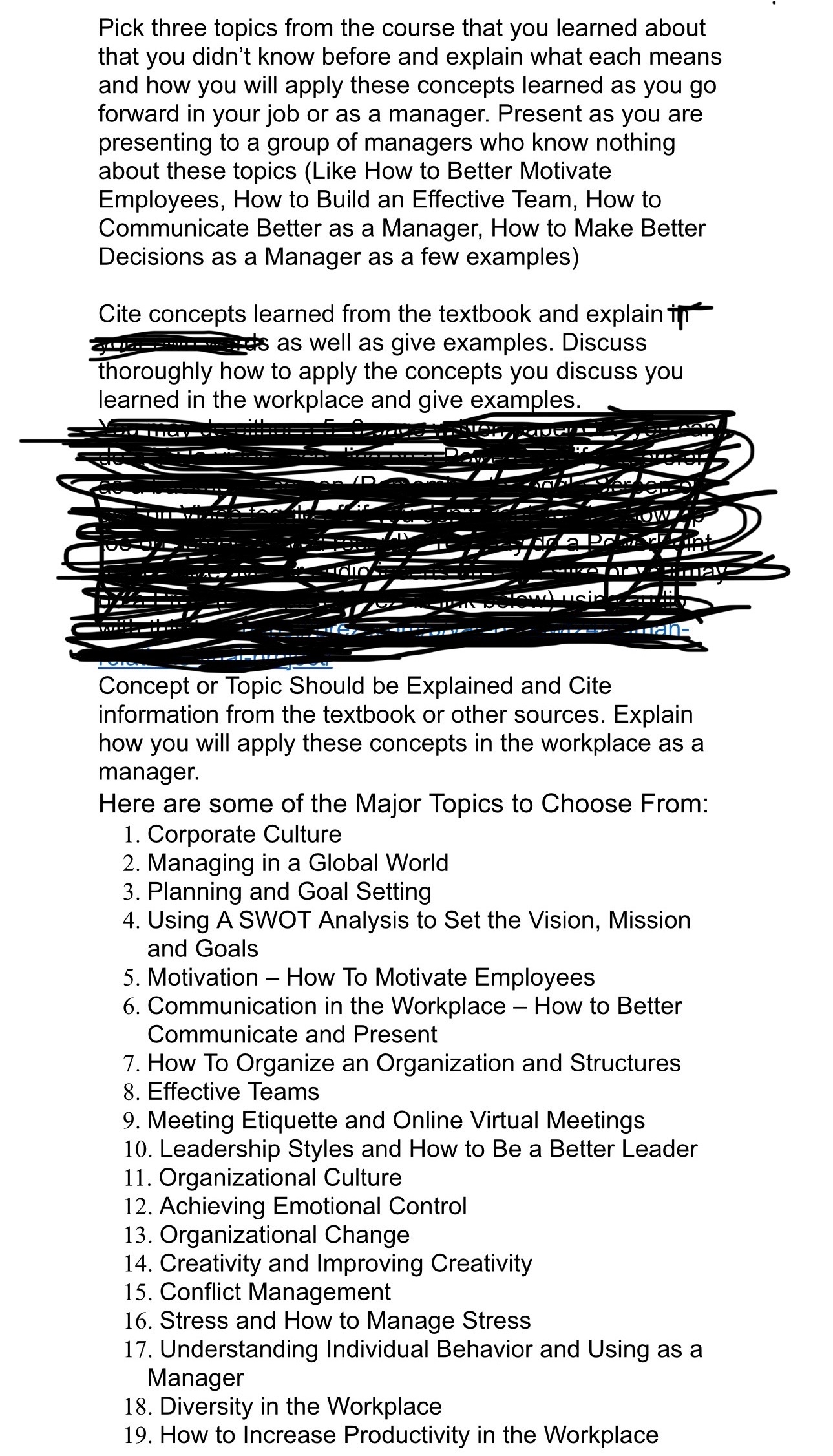  Please choose Three topics from the list below to explain and