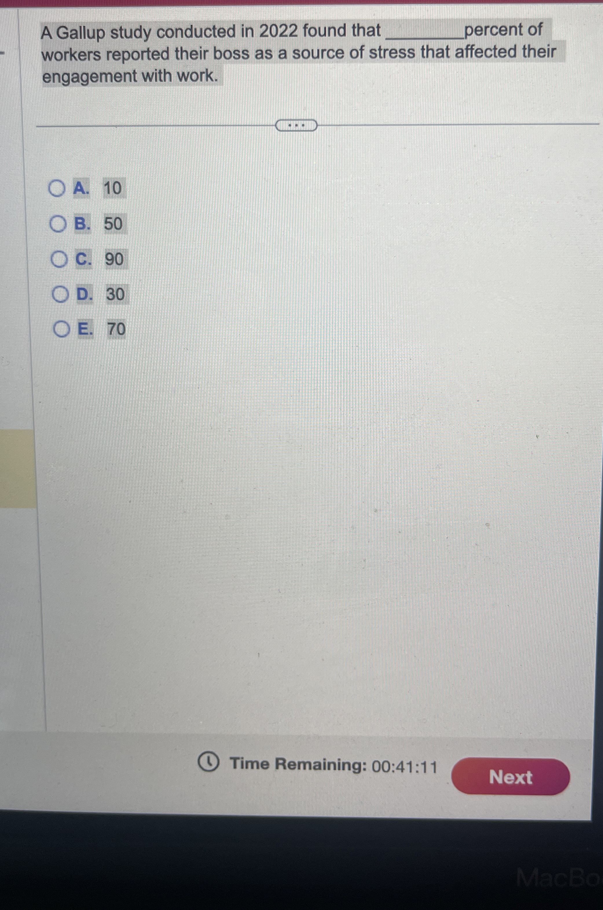  A Gallup study conducted in 2022 found that percent of workers