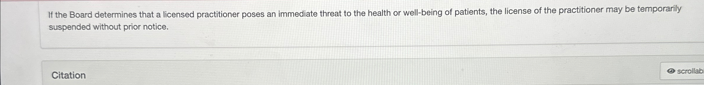  If the Board determines that a licensed practitioner poses an immediate