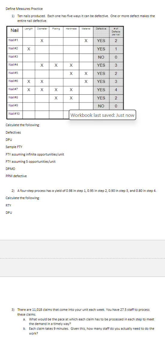  Define Measures Practice Ten nails produced. Each one has five ways