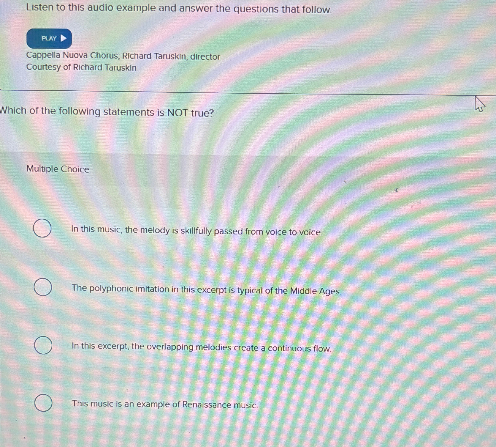  Listen to this audio example and answer the questions that follow.