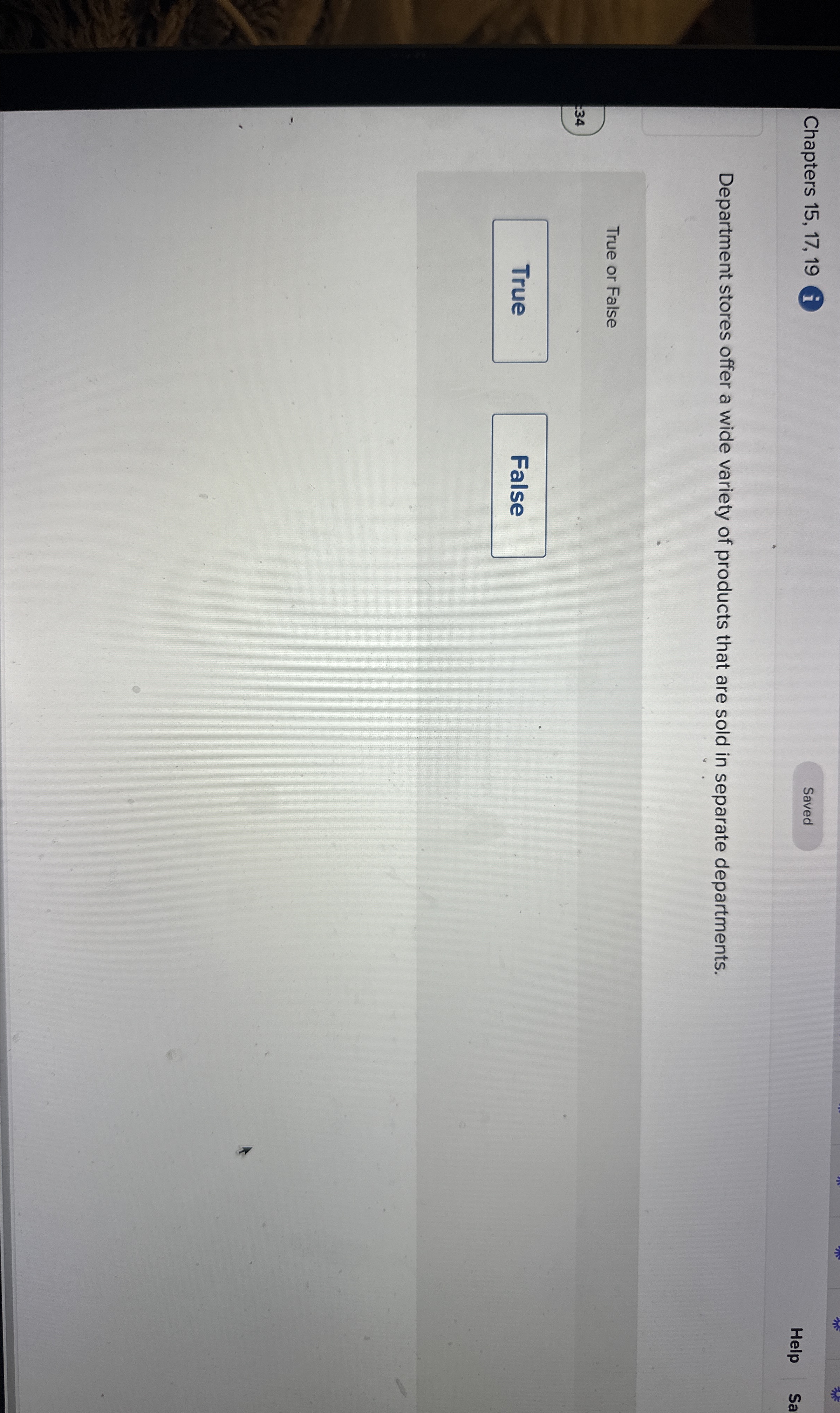  Chapters 15,17,19 i 2 Help Sa Department stores offer a wide