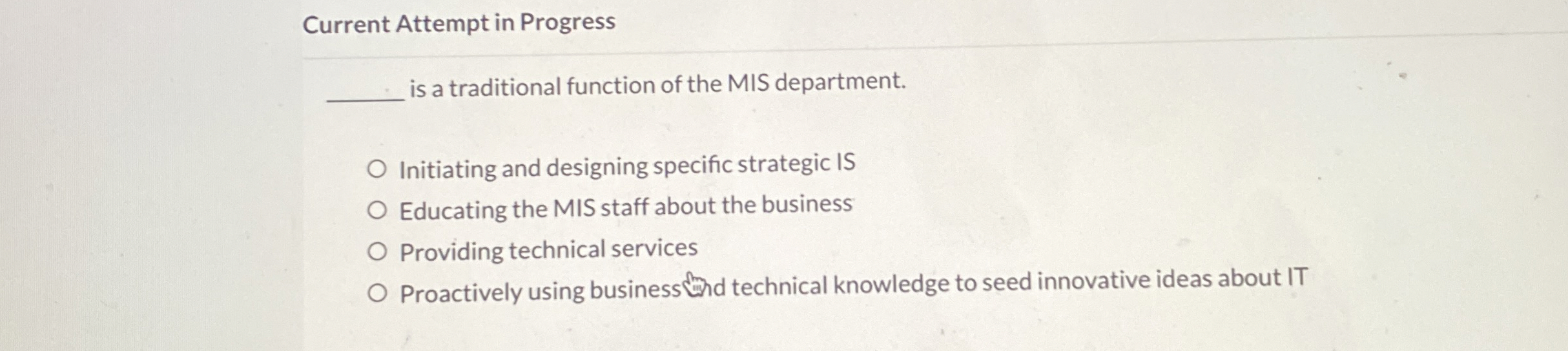  Current Attempt in Progress is a traditional function of the MIS