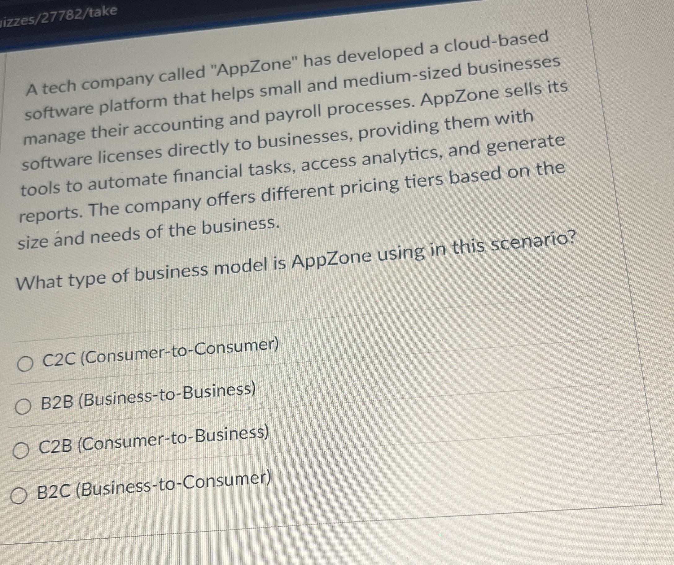  A tech company called "AppZone" has developed a cloud-based software platform