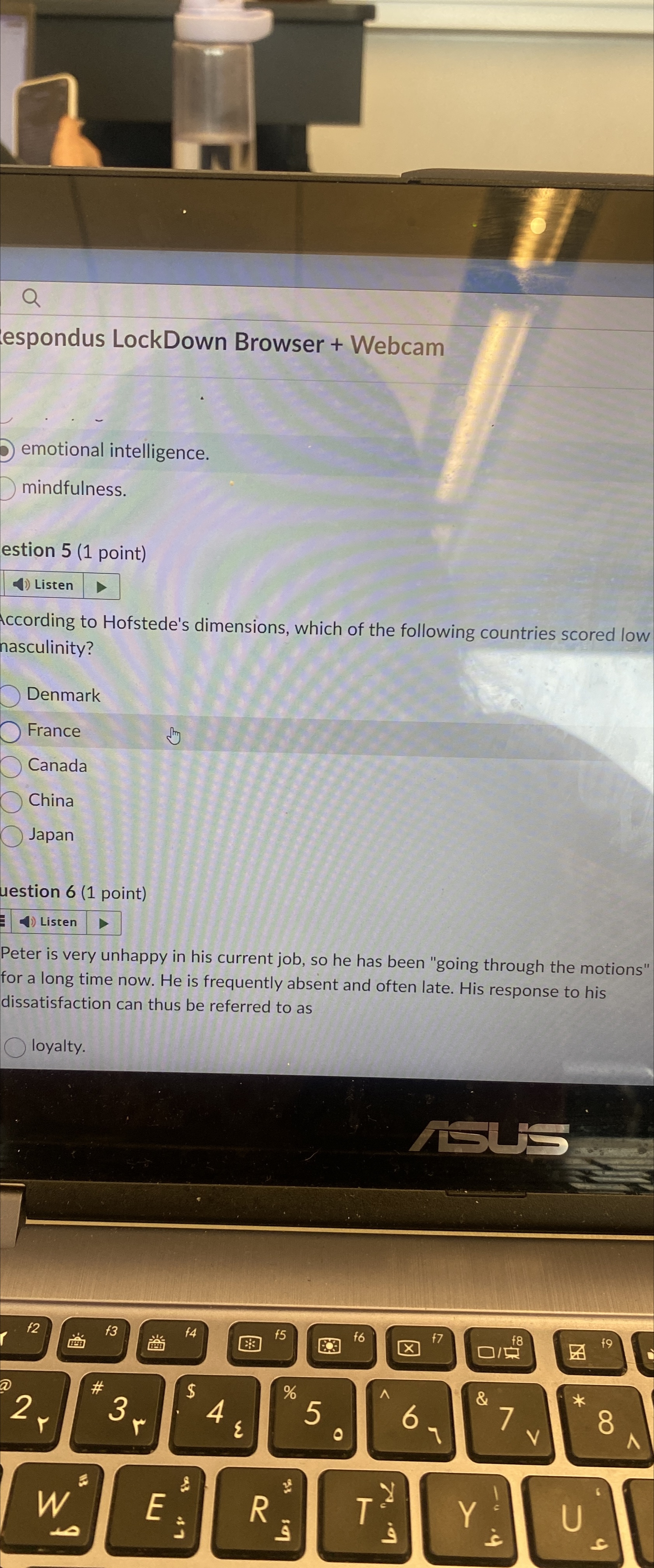  espondus LockDown Browser + Webcam emotional intelligence. mindfulness. estion 5(1 point)