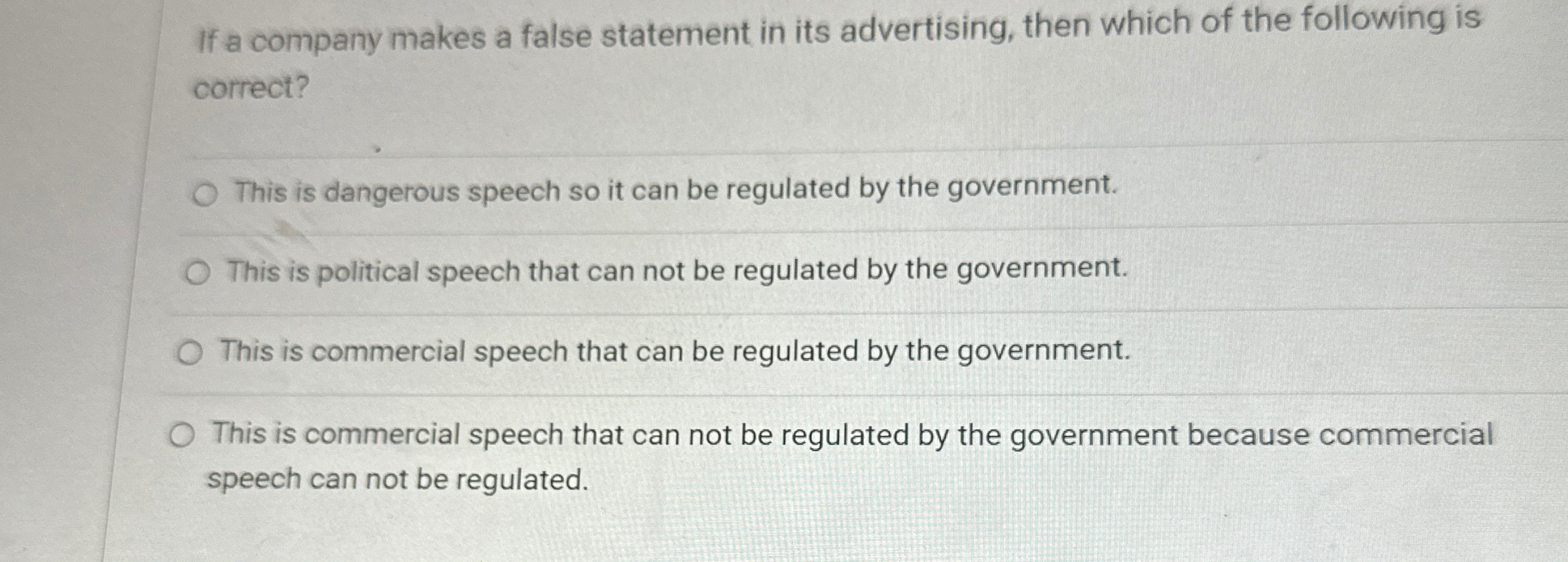  If a company makes a false statement in its advertising, then