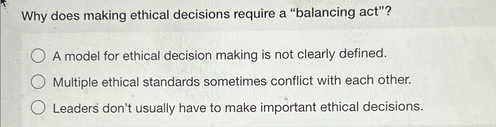  Why does making ethical decisions require a "balancing act"? A model