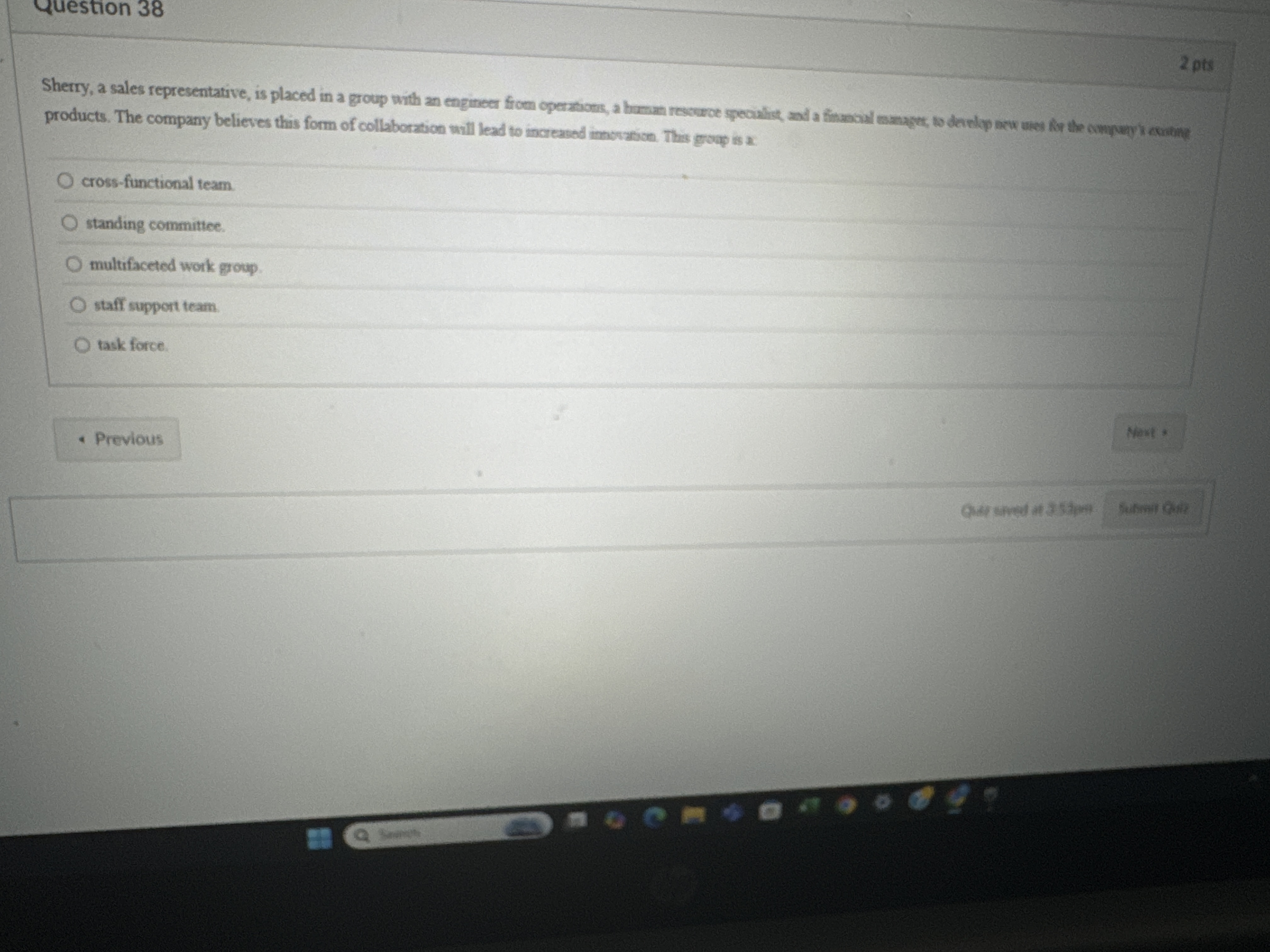  Sherry , a sales representative is placed in a group with