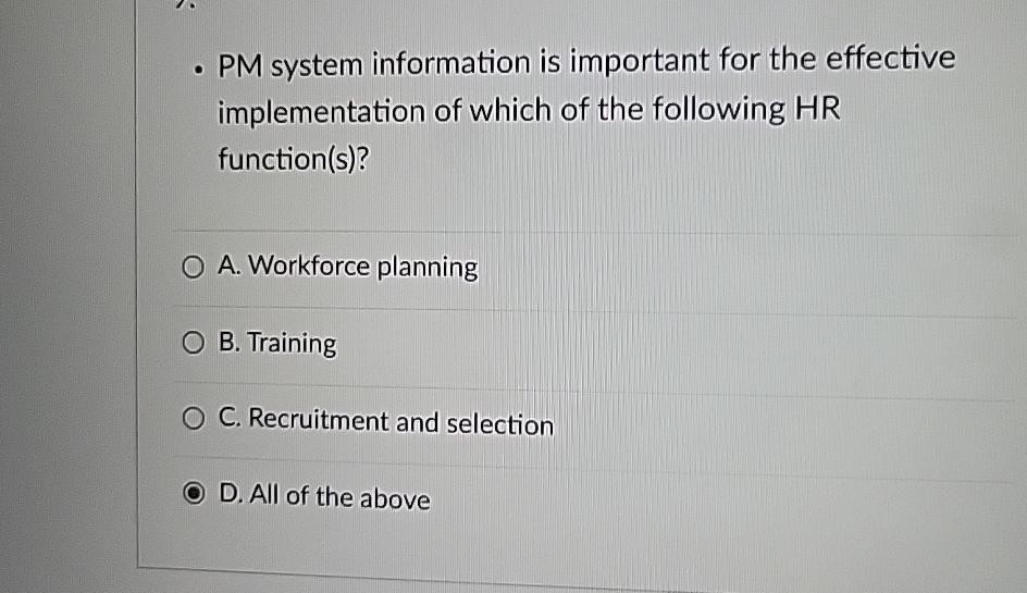  PM system information is important for the effective implementation of which
