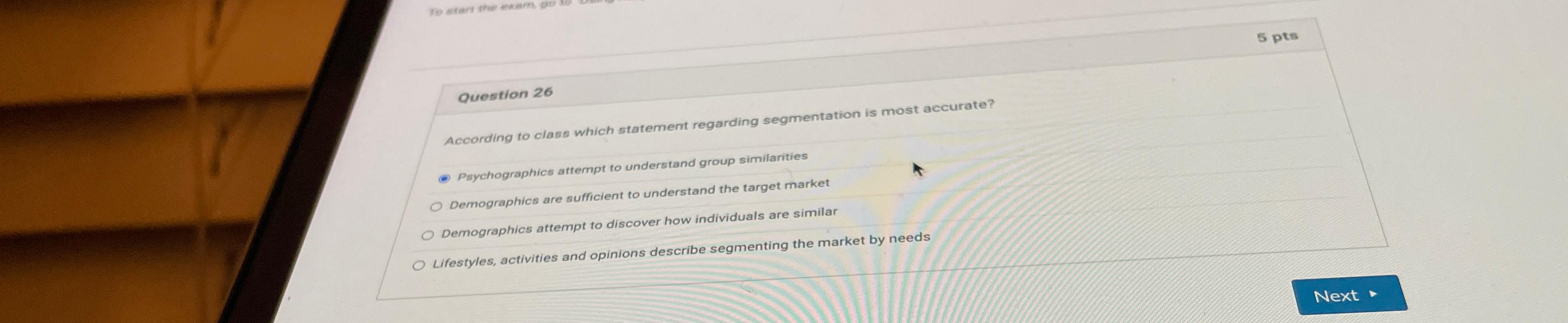  Question 26 According to class which statement regarding segmentation is most