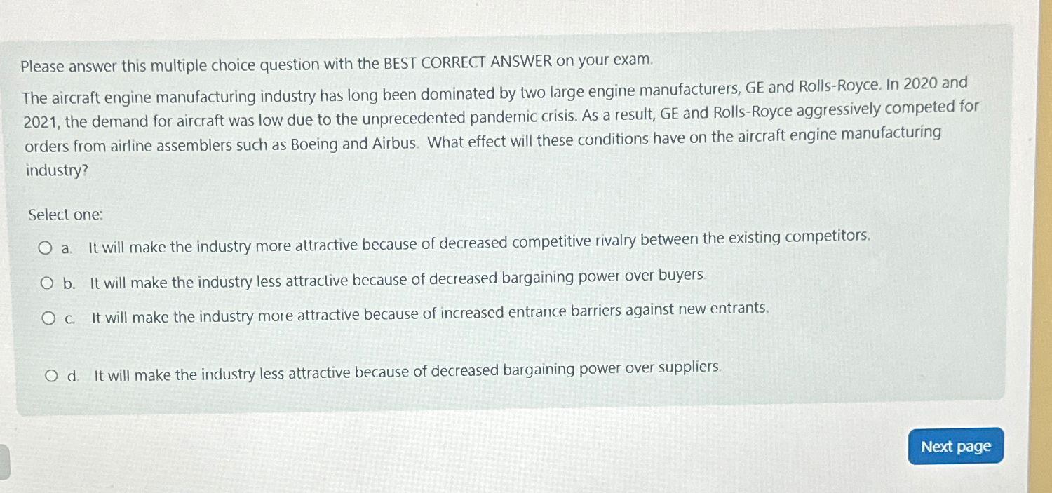  Please answer this multiple choice question with the BEST CORRECT ANSWER