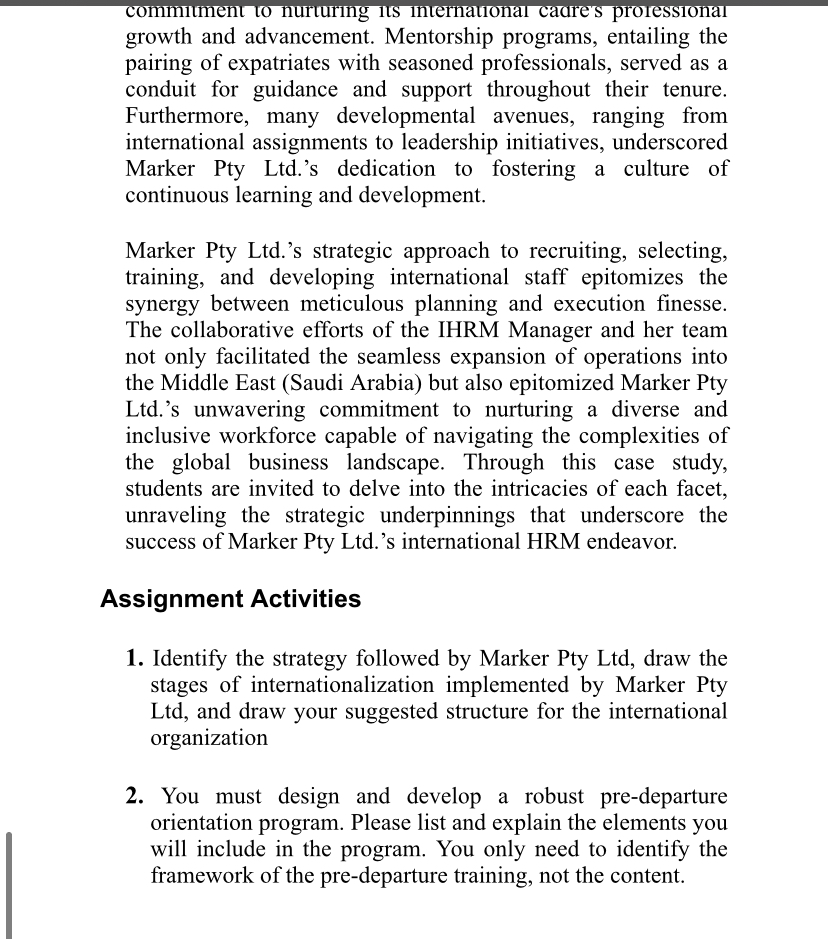  Please read the following case study and complete both sections at