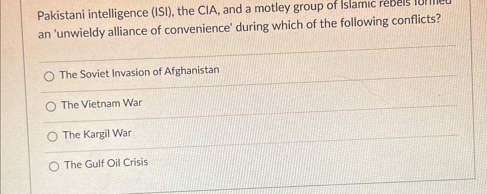  Pakistani intelligence (ISI), the CIA, and a motley group of Islamic