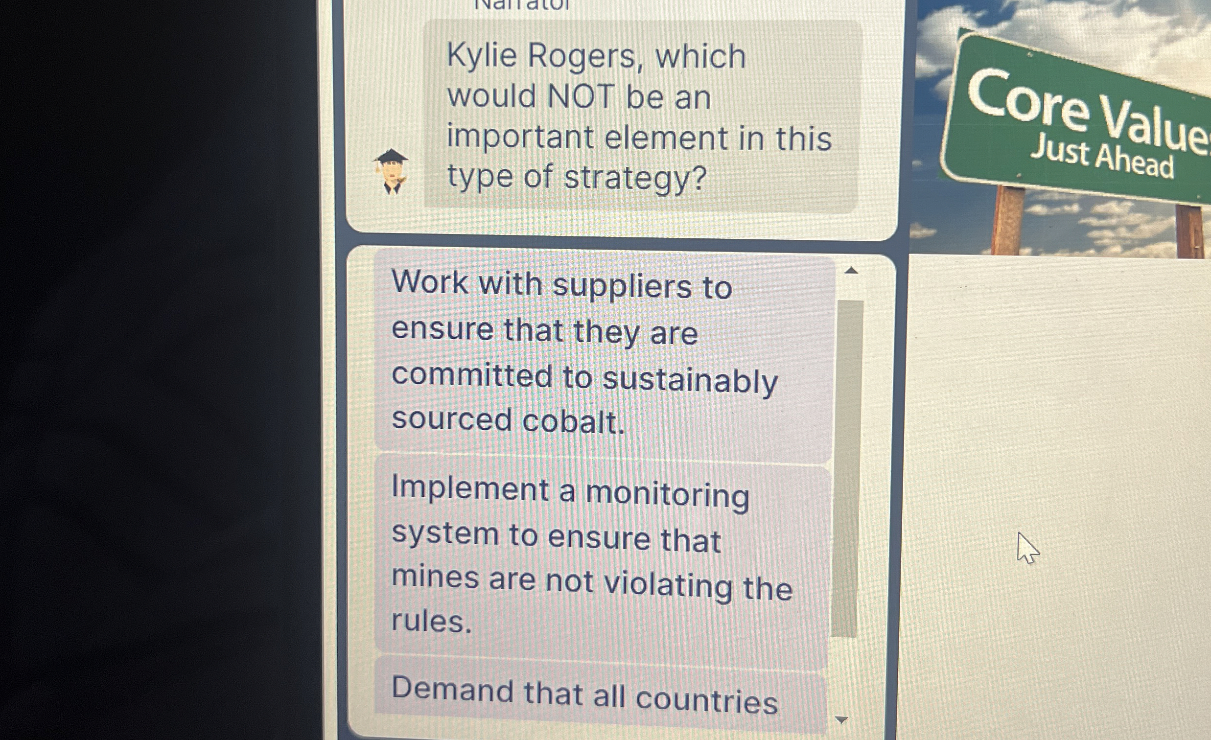  Kylie Rogers, which would NOT be an important element in this