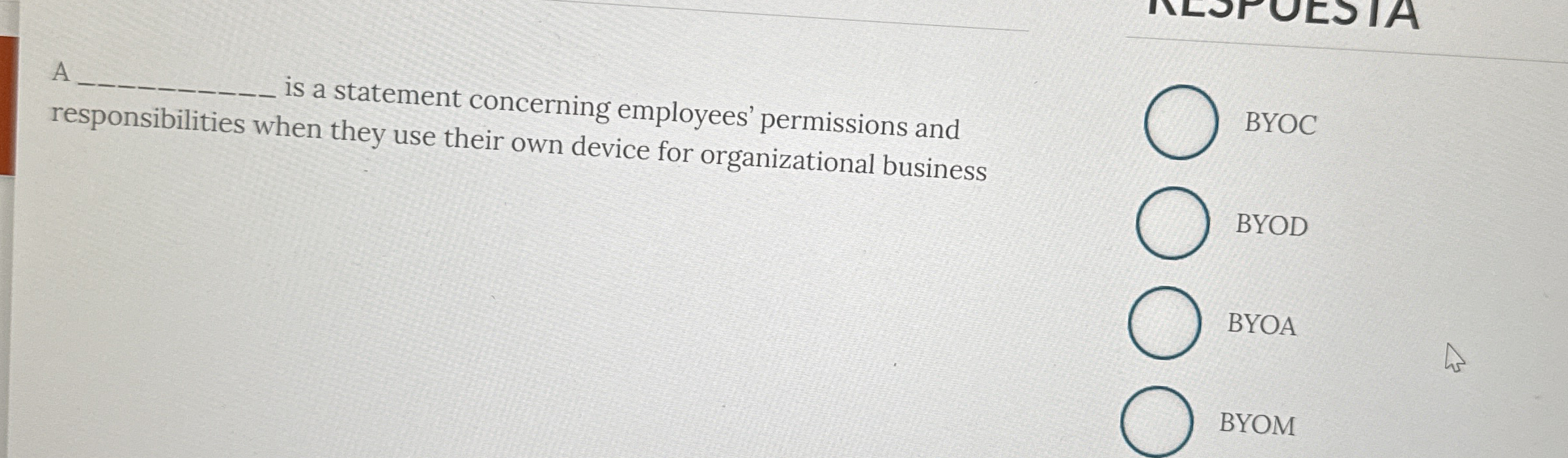  A is a statement concerning employees' permissions and responsibilities when they