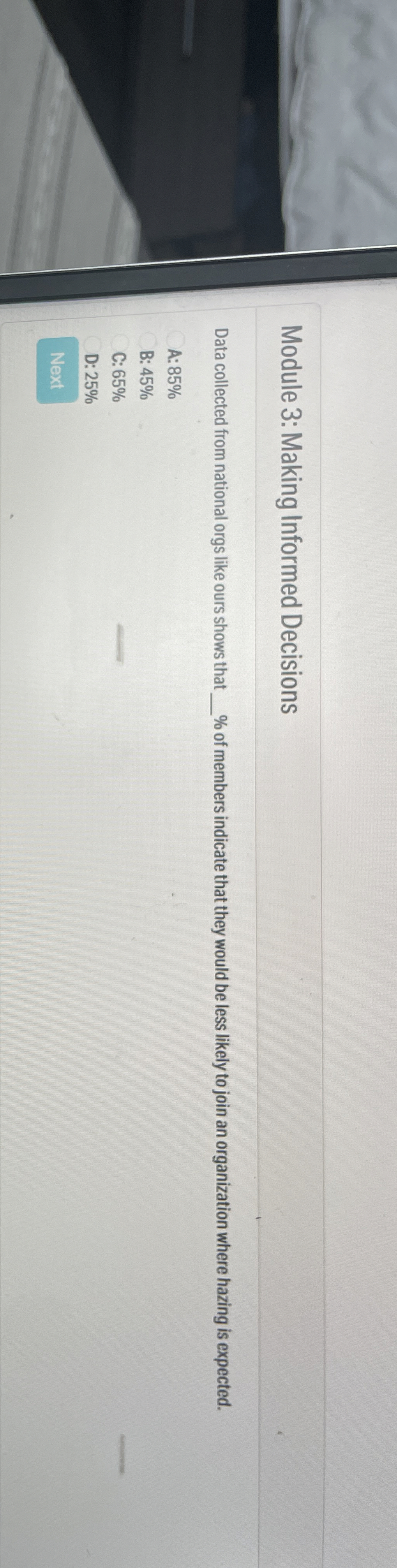  Module 3: Making Informed Decisions Data collected from national orgs like