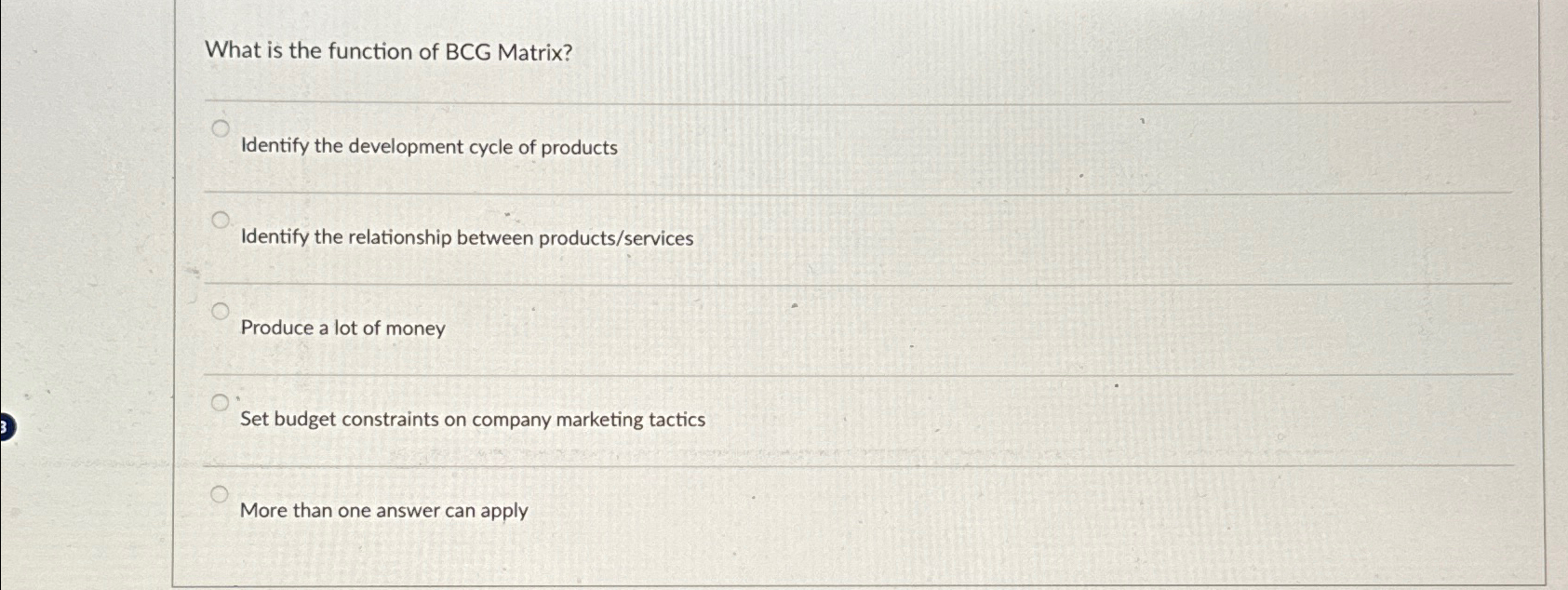  What is the function of BCG Matrix? Identify the development cycle