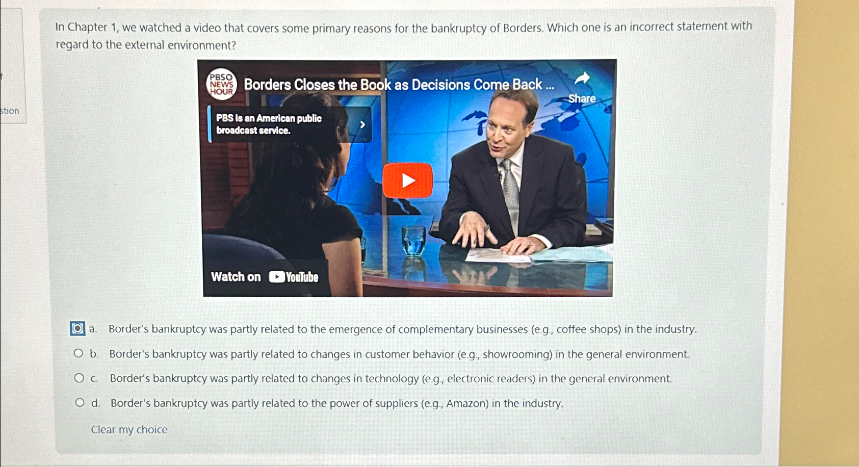  In Chapter 1, we watched a video that covers some primary