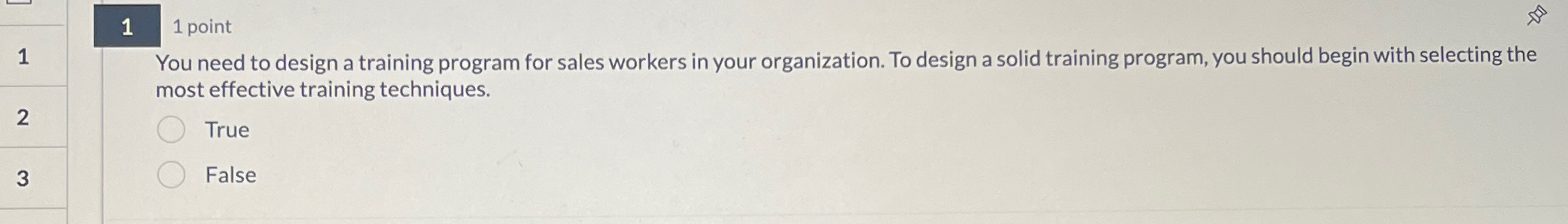  11 point You need to design a training program for sales