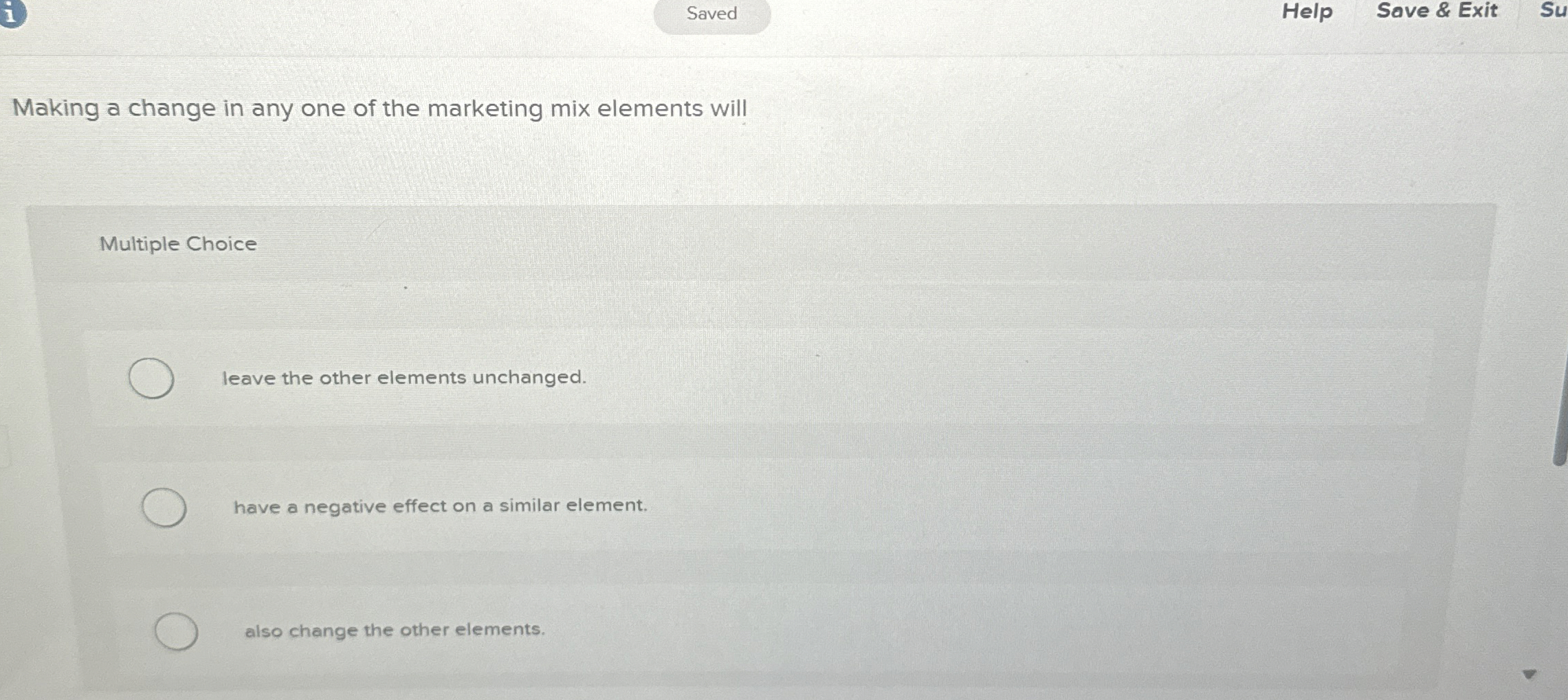  1 Help Save & Exit Su Making a change in any