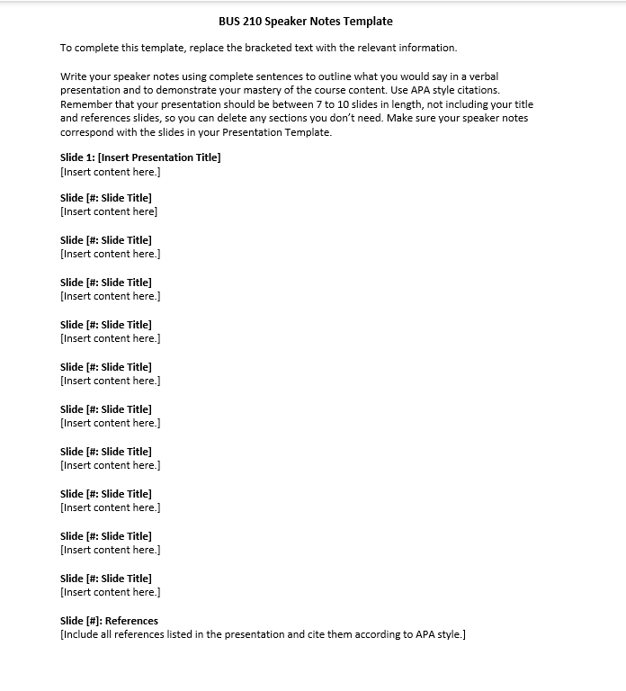  BUS 210 Project One Guidelines and Rubric Competency In this project,