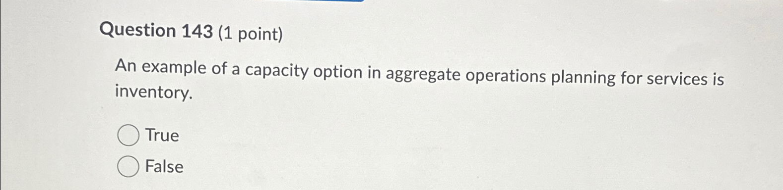  Question 143(1 point) An example of a capacity option in aggregate