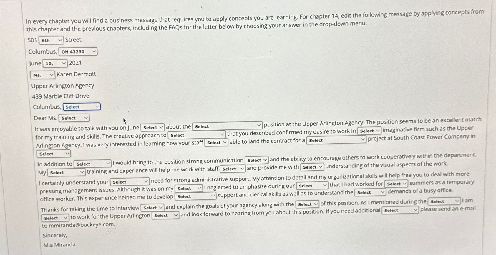  In every chapter you will find a business message that requires