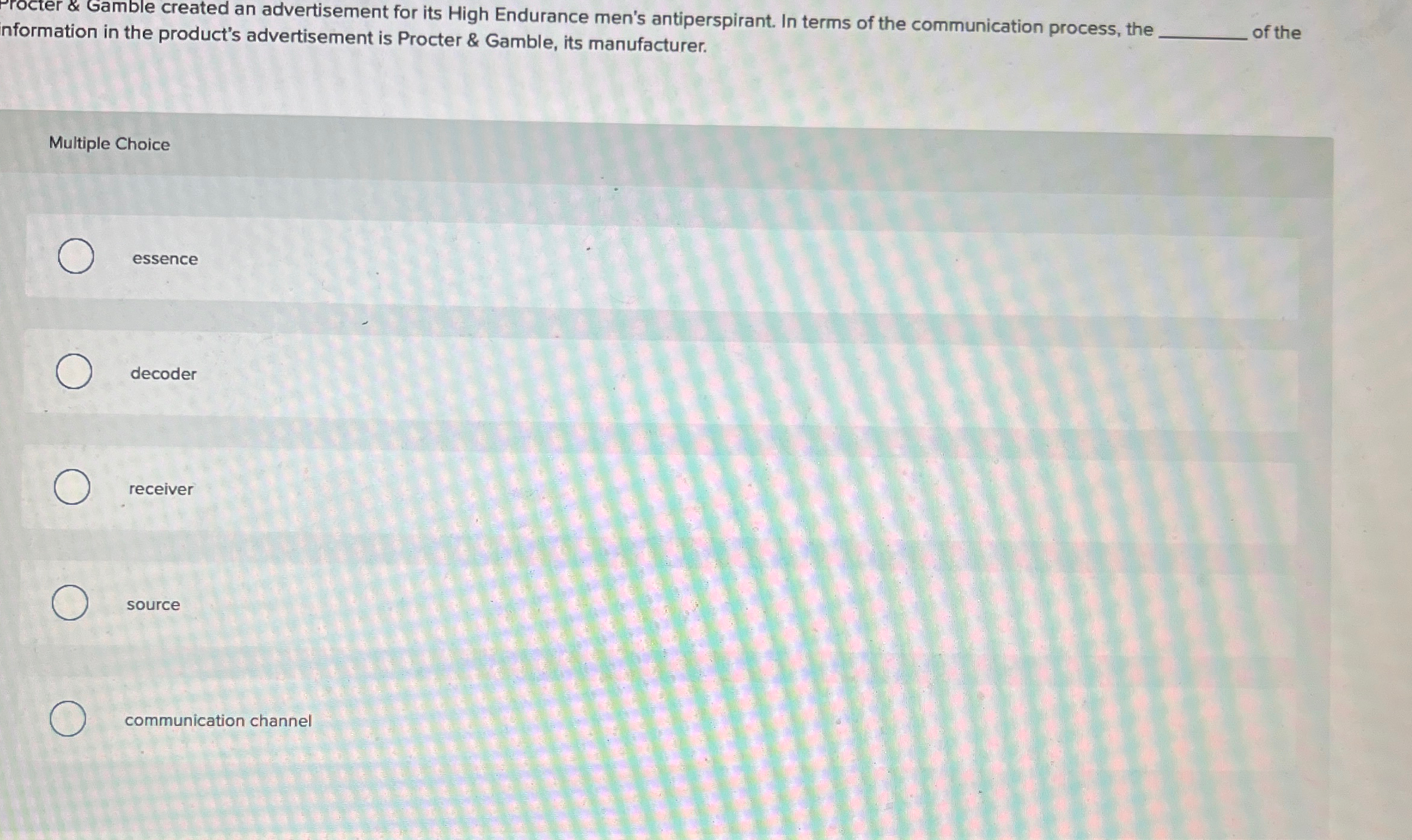  Procter & Gamble created an advertisement for its High Endurance men's