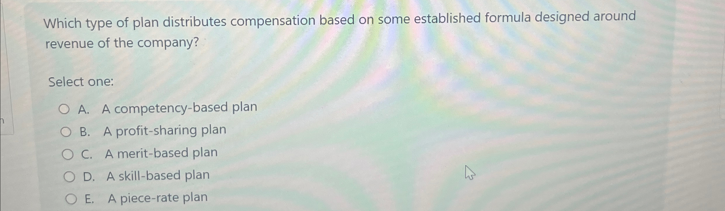  Which type of plan distributes compensation based on some established formula