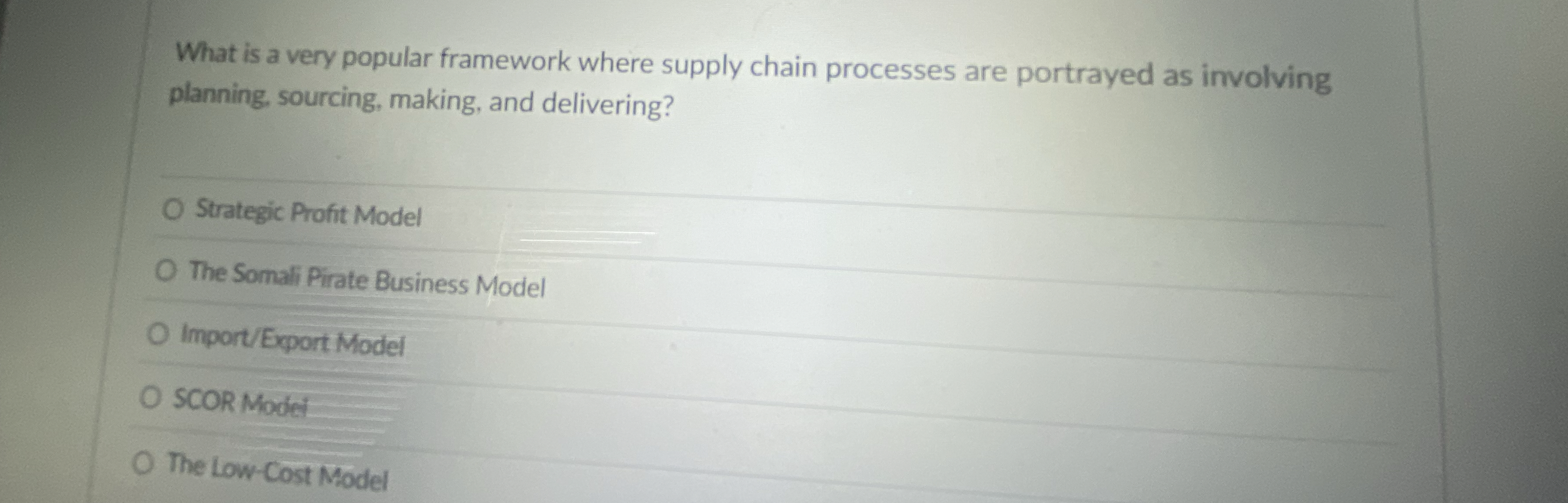  What is a very popular framework where supply chain processes are