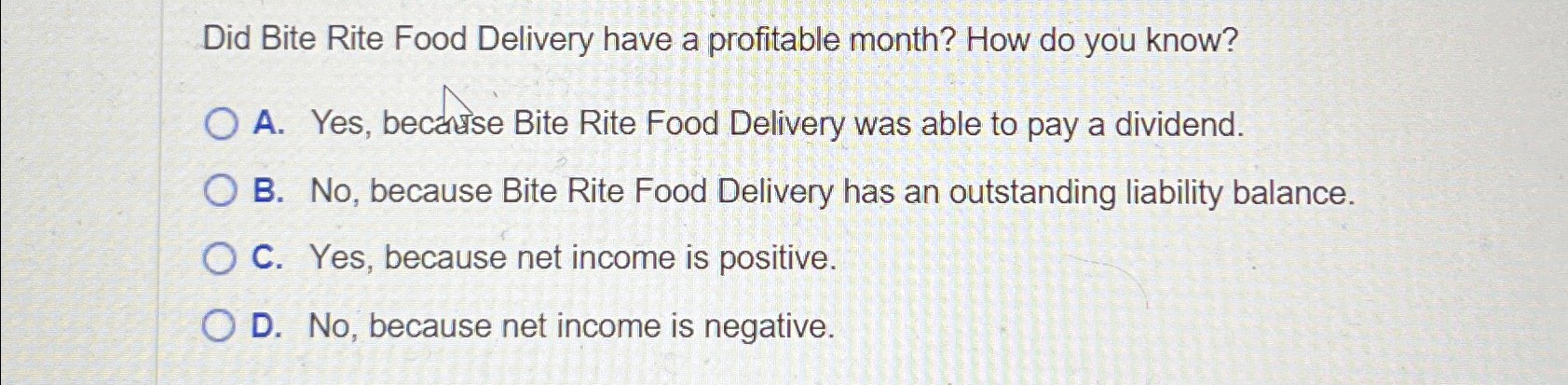  Did Bite Rite Food Delivery have a profitable month? How do