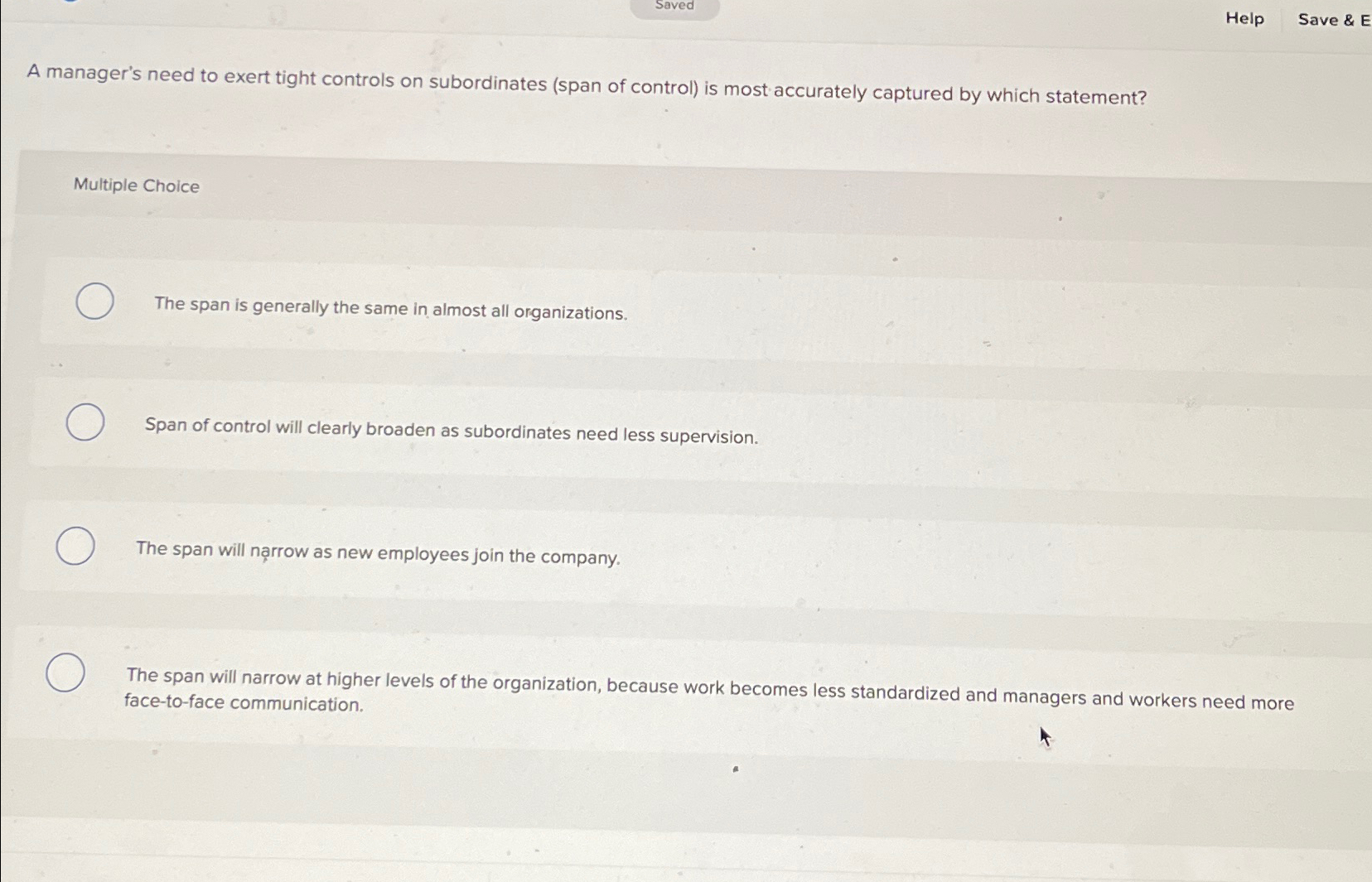  Saved Help Save & A manager's need to exert tight controls