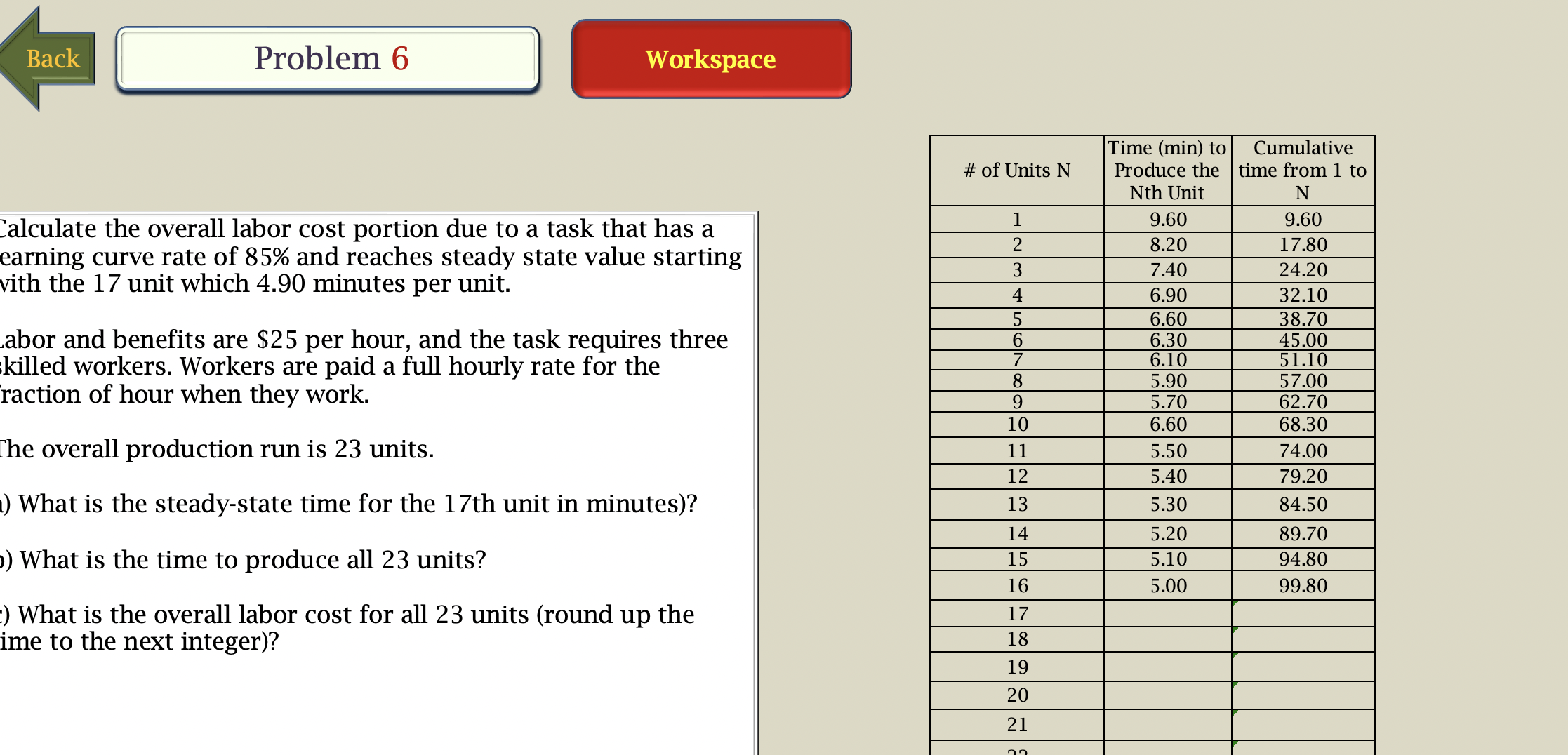  PLEASE HELP WITH a., b., c.Calculate the overall labor cost portion