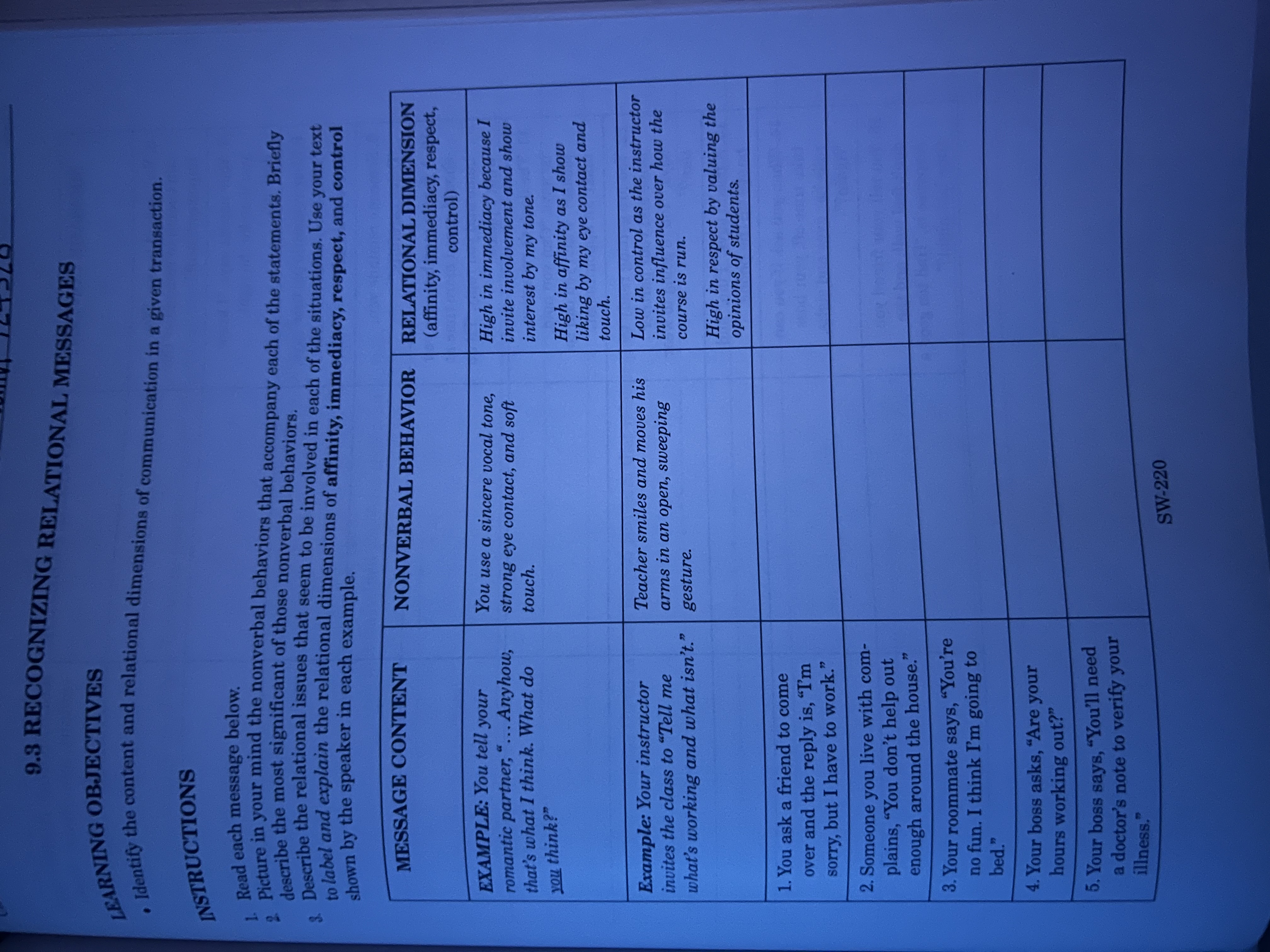 9.3 RECOGNIZING RELATIONAL MESSAGES LEARNING OBJECTIVES Identify the content and relational