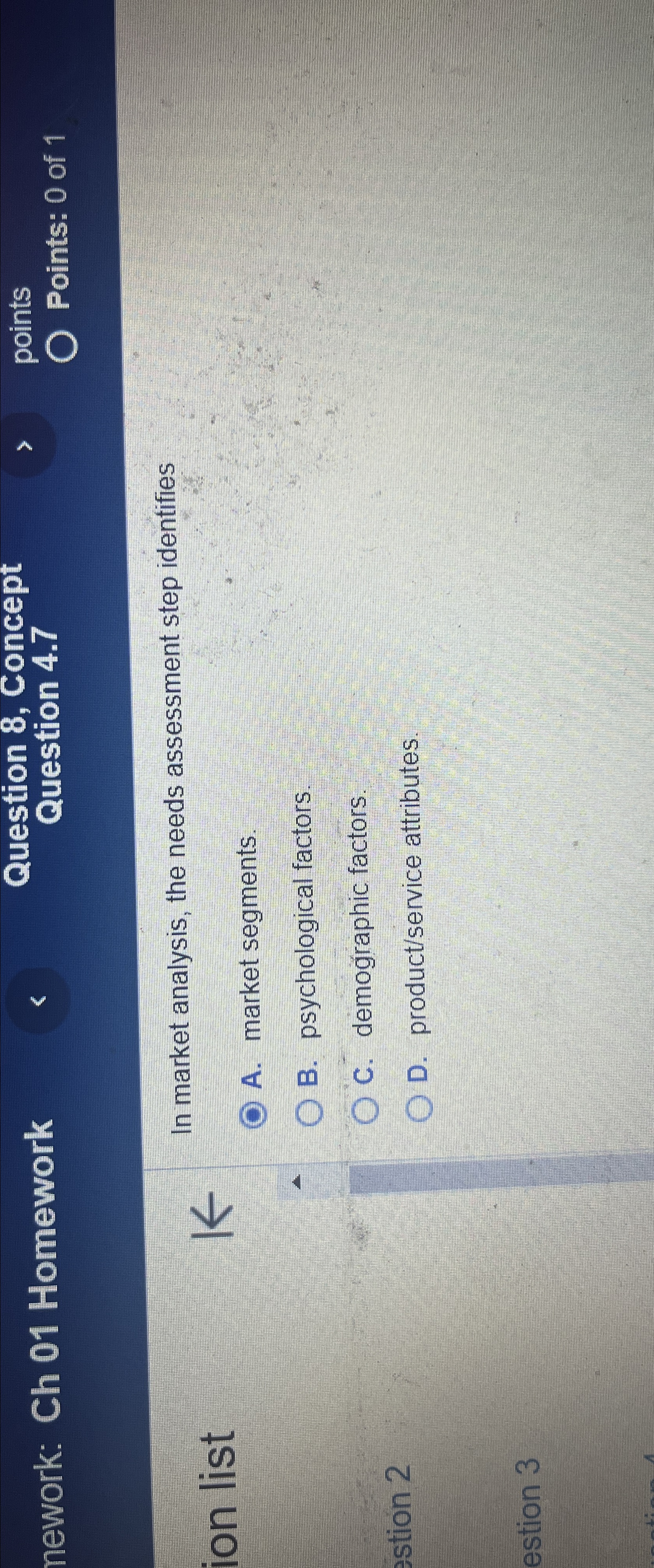  Question 8, Concept points Question 4.7 Points: 0 of 1 In