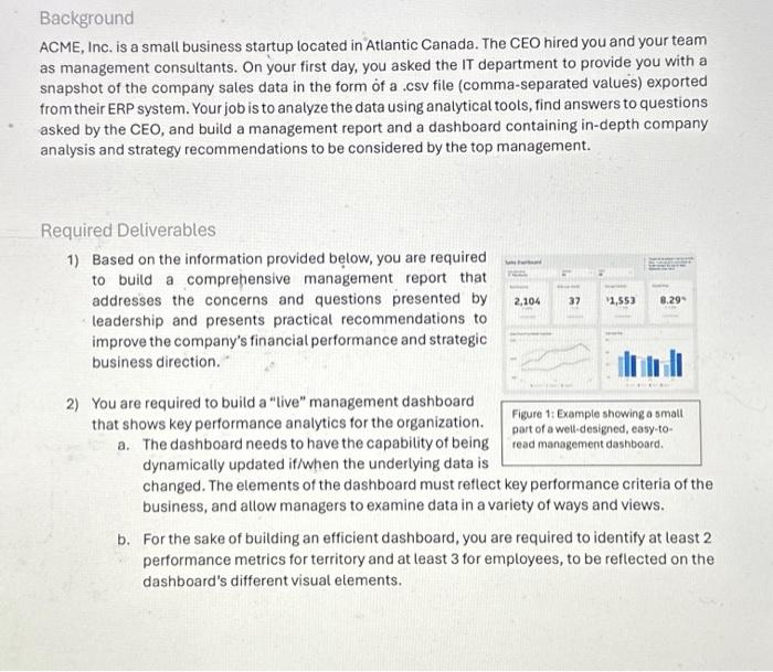  Please answer client questions 1-10 Background ACME, Inc. is a small