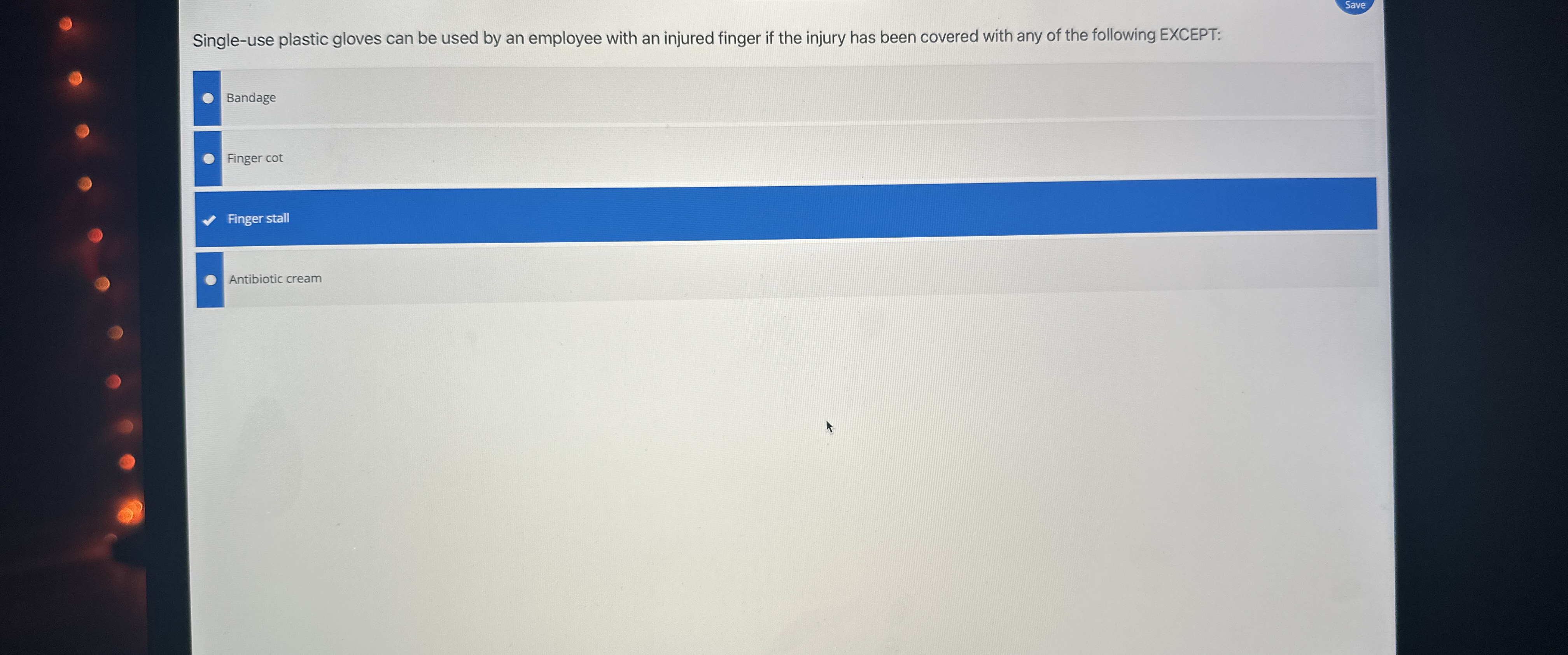  Single-use plastic gloves can be used by an employee with an