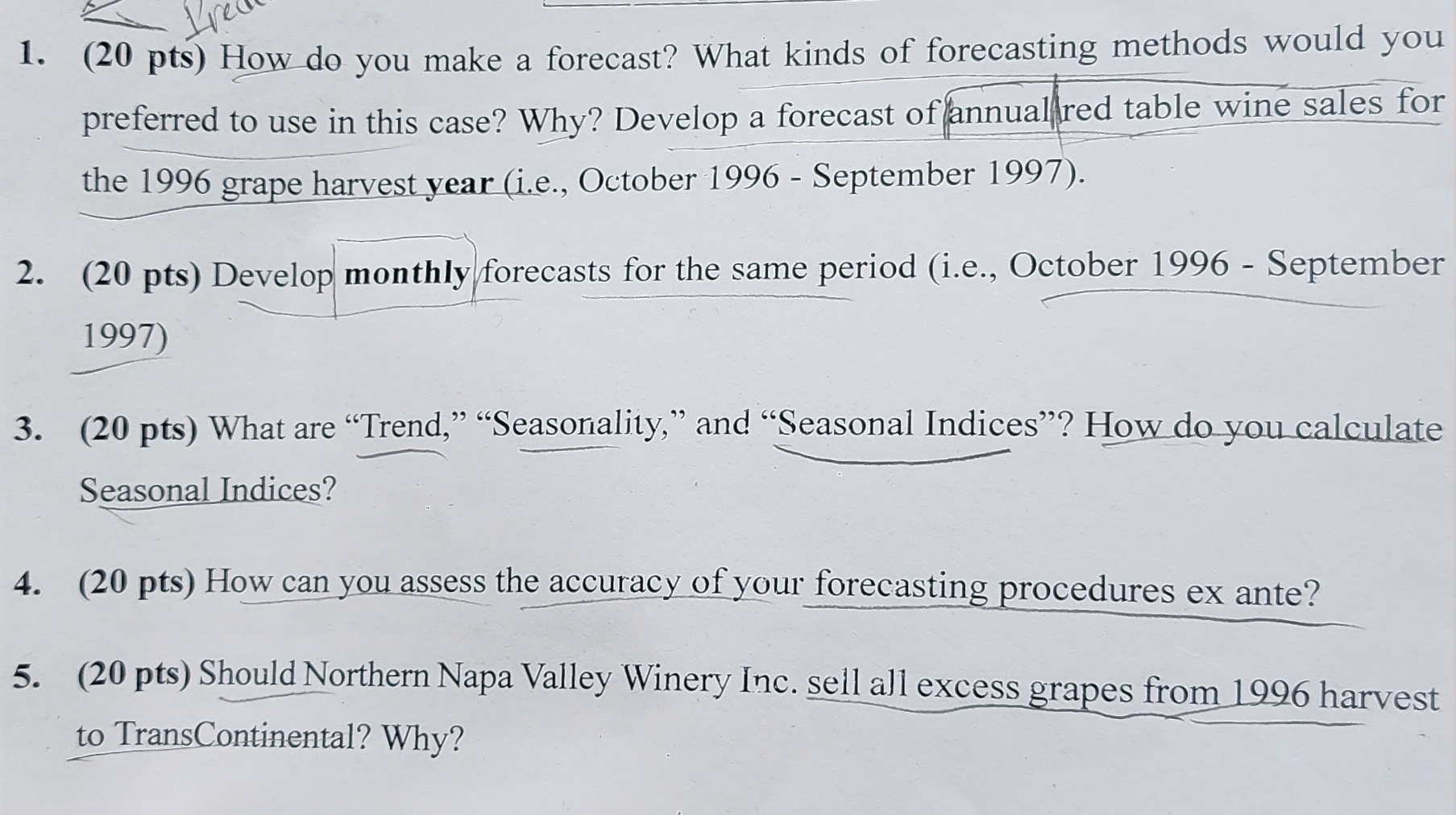  (20 pts) How do you make a forecast? What kinds of