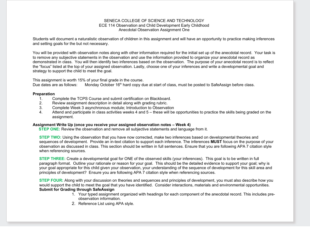 45 points ssme due Set up of Anecdotal Record V y ne